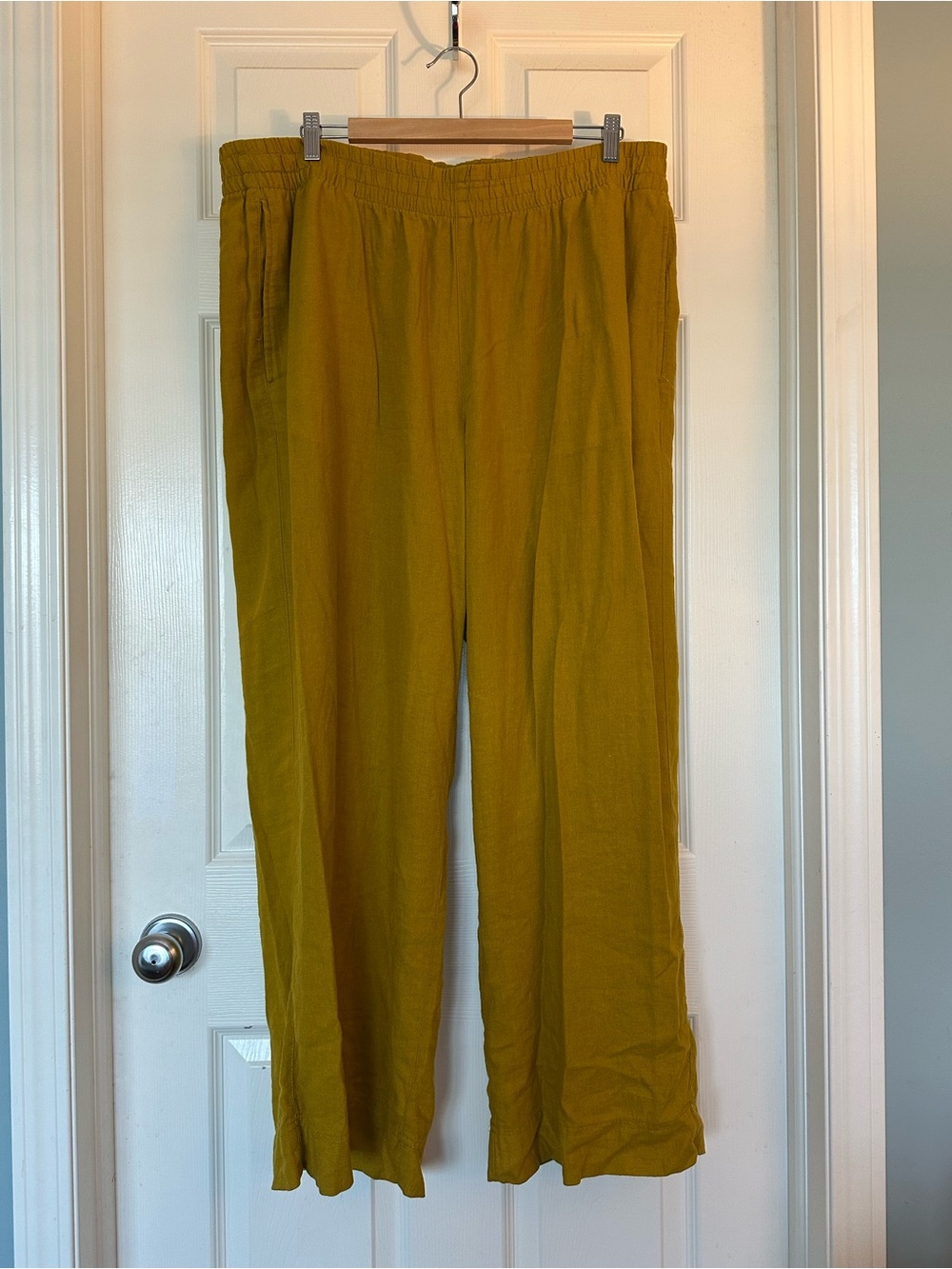 Old Navy Mustard Wide-Leg Linen-Blend Pants